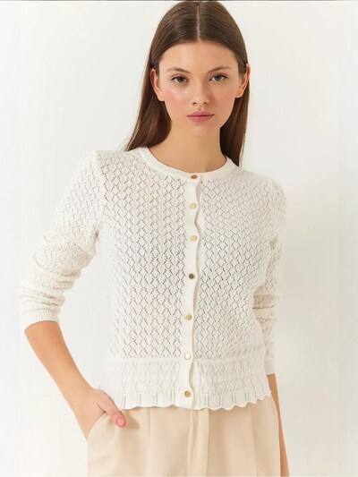 Bianco Lucci Cardigan en S en beige clair, Vue avec produit