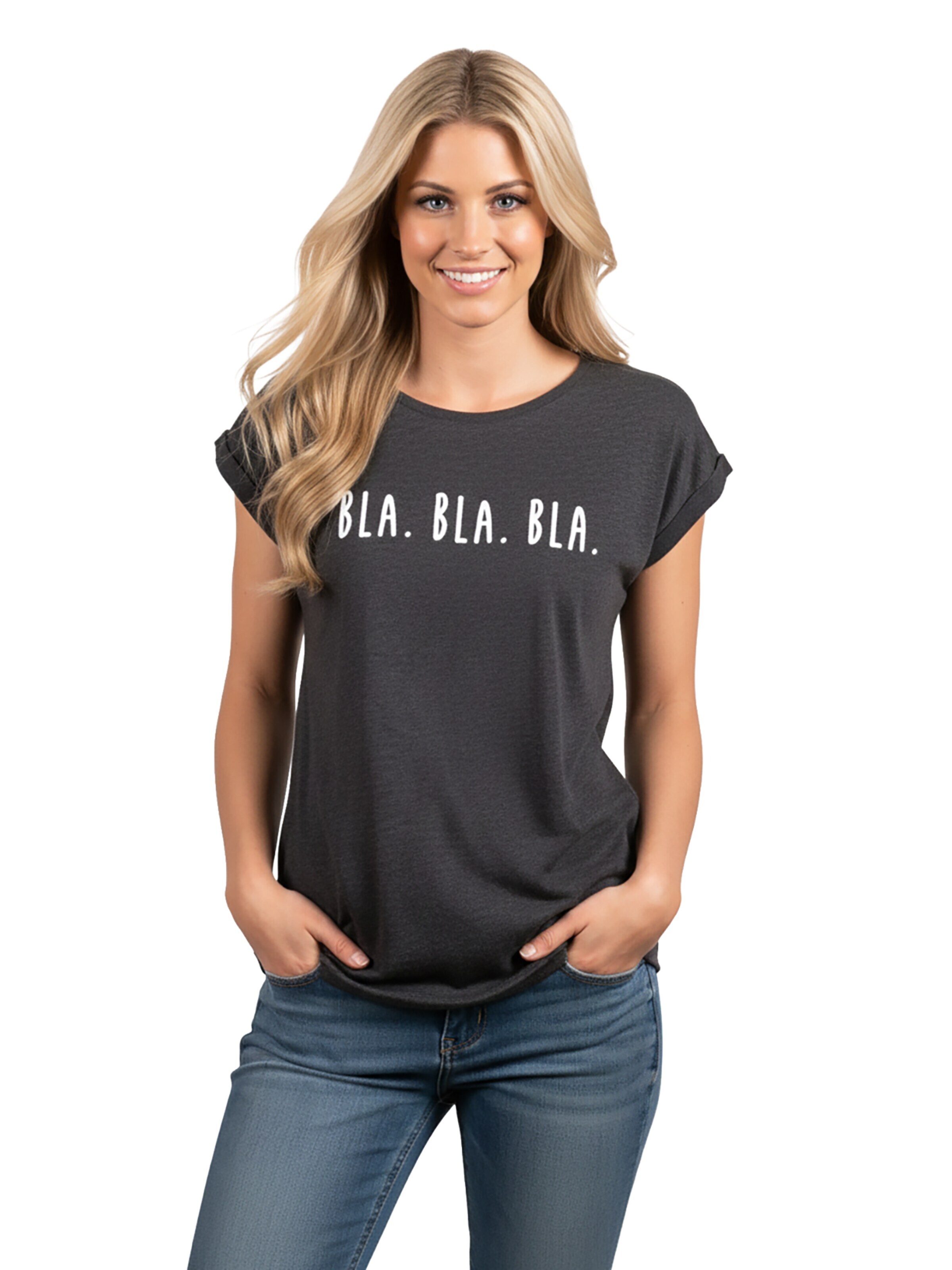 MAKAYA Shirt 'Bla Bla Bla' in Grey: front