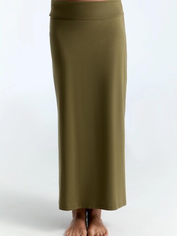 Leela COTTON Skirt 'Damen Bio-Baumwoll-Maxirock mit Schlitzen' in Green