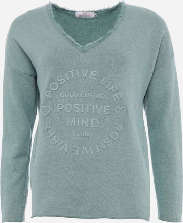 Zwillingsherz Sweater 'Positive Mind' in Green: front