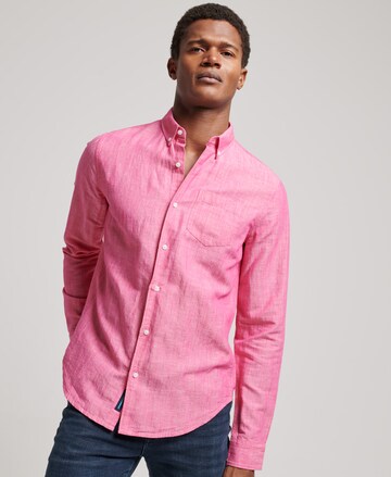 Superdry Regular fit Button Up Shirt in Pink: front