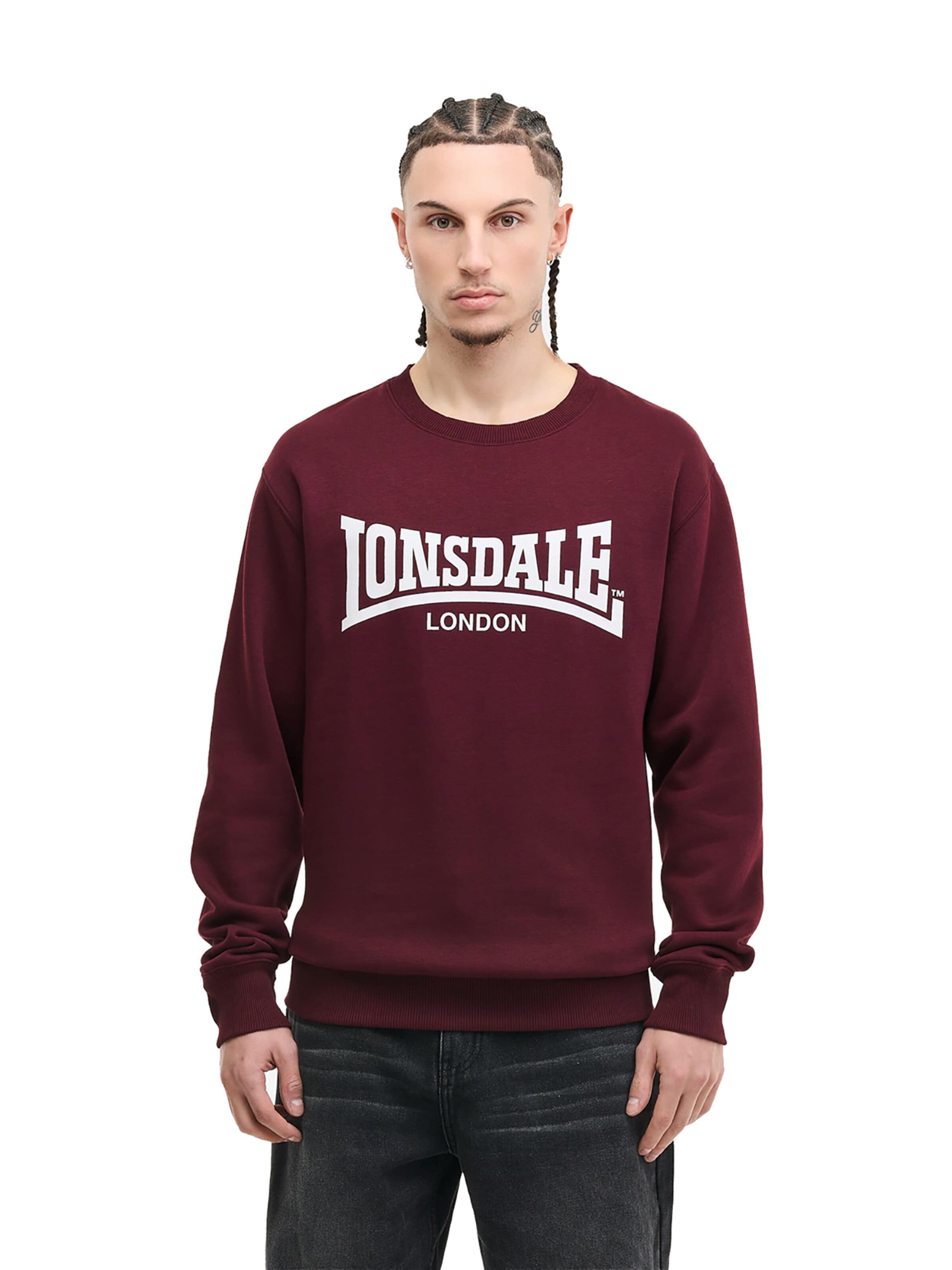 LONSDALE Μπλούζα φούτερ 'Welham' σε κόκκινο: μπροστά