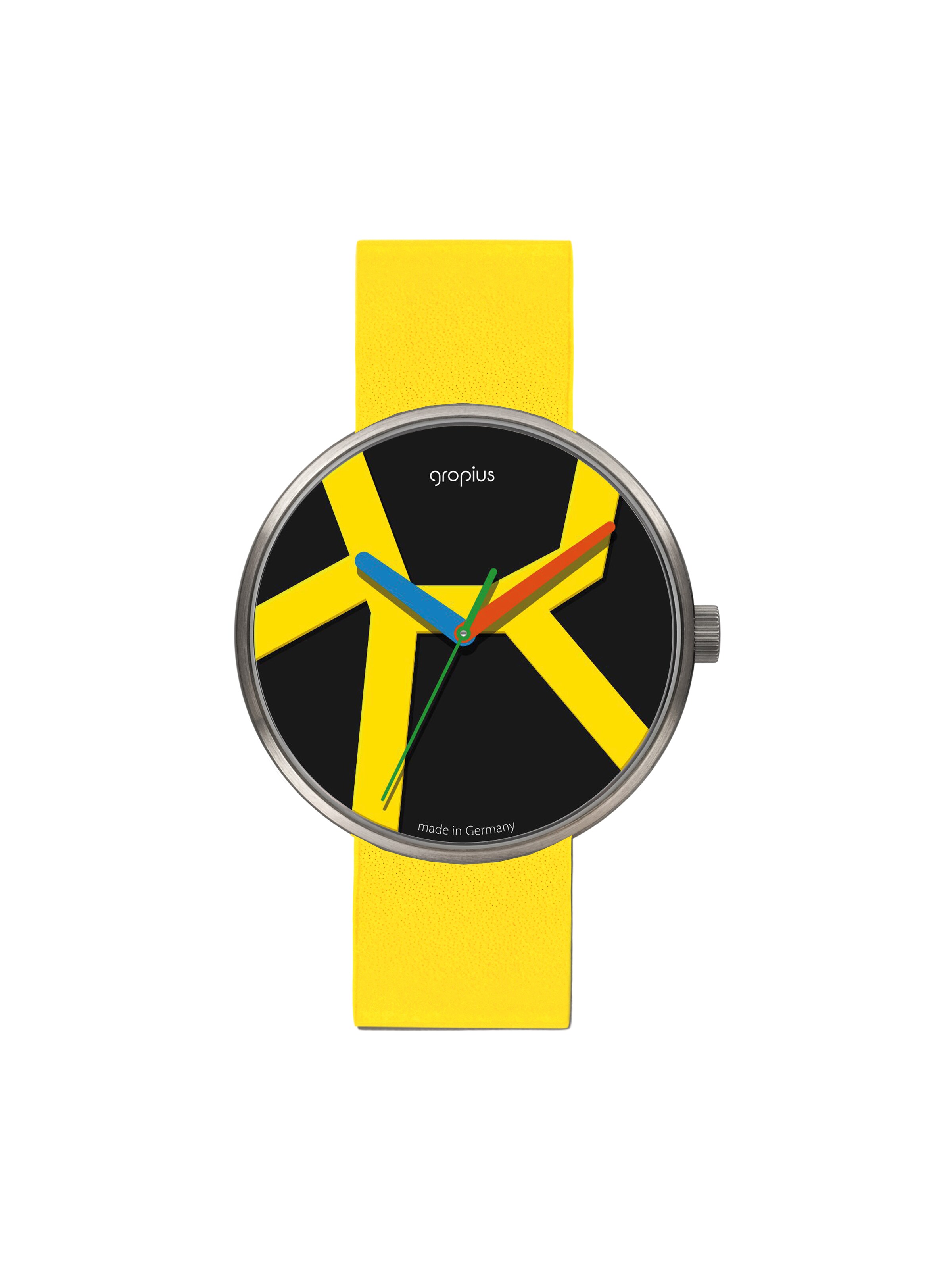 WALTER GROPIUS Analog Watch 'MOVE' in Yellow: front