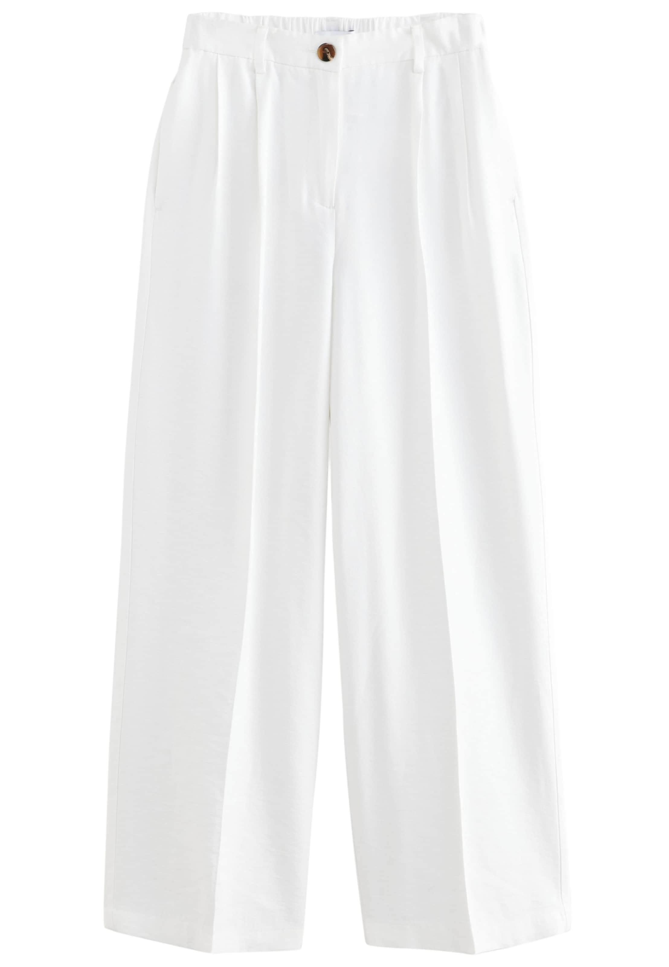 Next Široke hlačnice Hlače z naborki | bela barva: sprednja stran