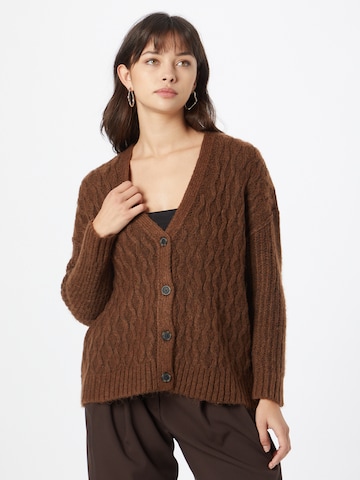 American Eagle Knit Cardigan 'CABLE' in Brown: front