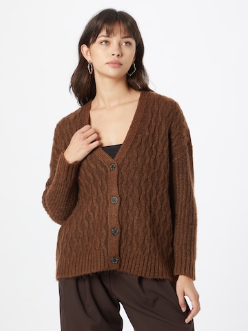 American Eagle Knit cardigan 'CABLE' in Brown: front