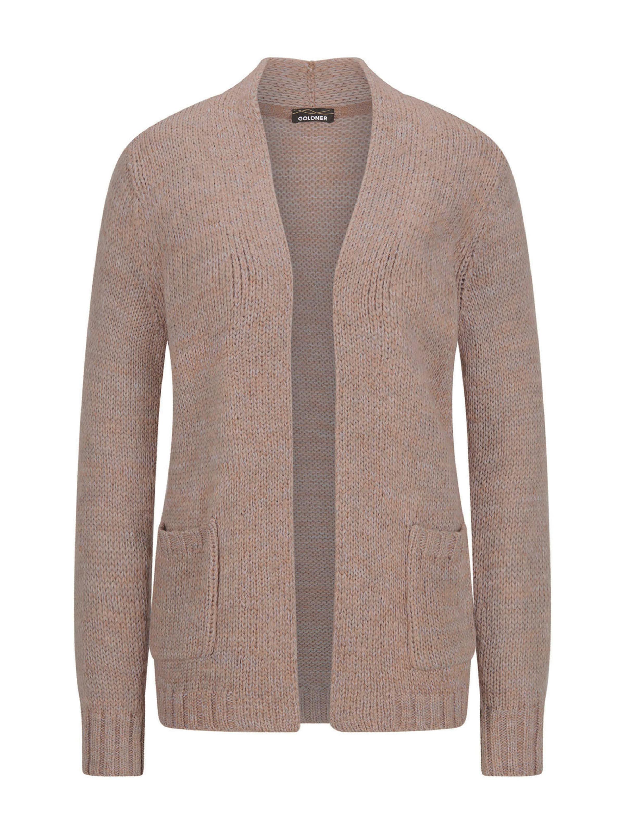 Goldner Strickjacke in Beige: Vorderseite