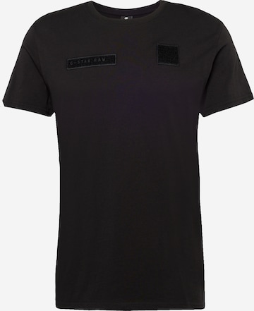 G-Star RAW Тениска 'Velcro' в черно: отпред