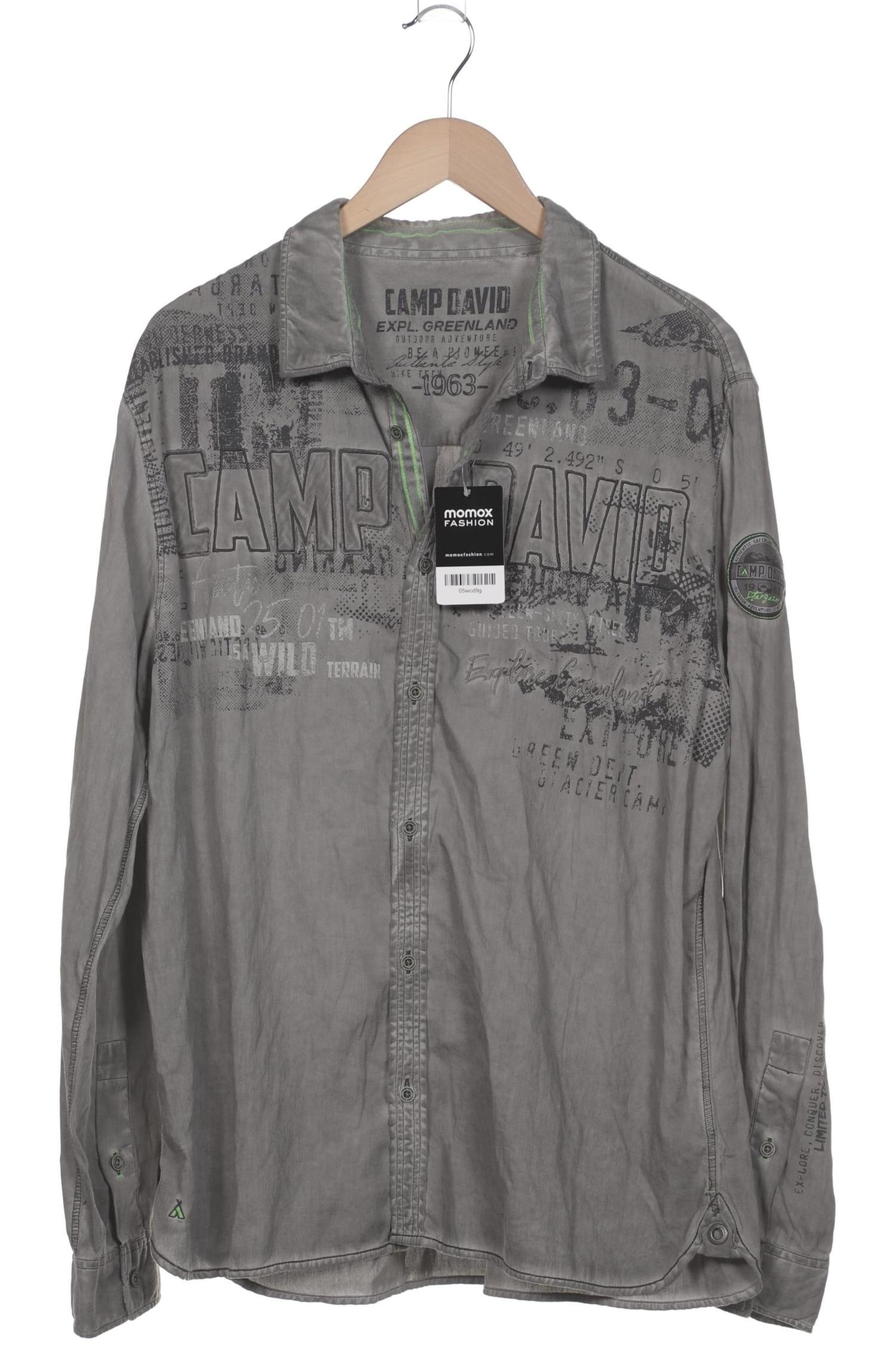 CAMP DAVID Button Up Shirt in XXXL in Grey: front