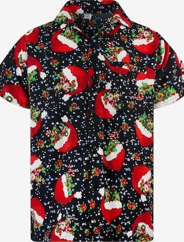 King Kameha Hemd 'Christmas Flying Hats' in Schwarz: Vorderseite