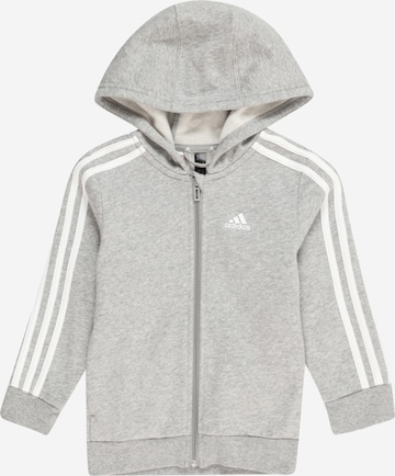 ADIDAS SPORTSWEAR Athletic Zip-Up Hoodie 'Essentials 3-Stripes Zip ' in Grey: front