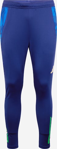 ADIDAS PERFORMANCE Skinny Workout Pants 'Italy Tiro 24 Competition' in Blue: front