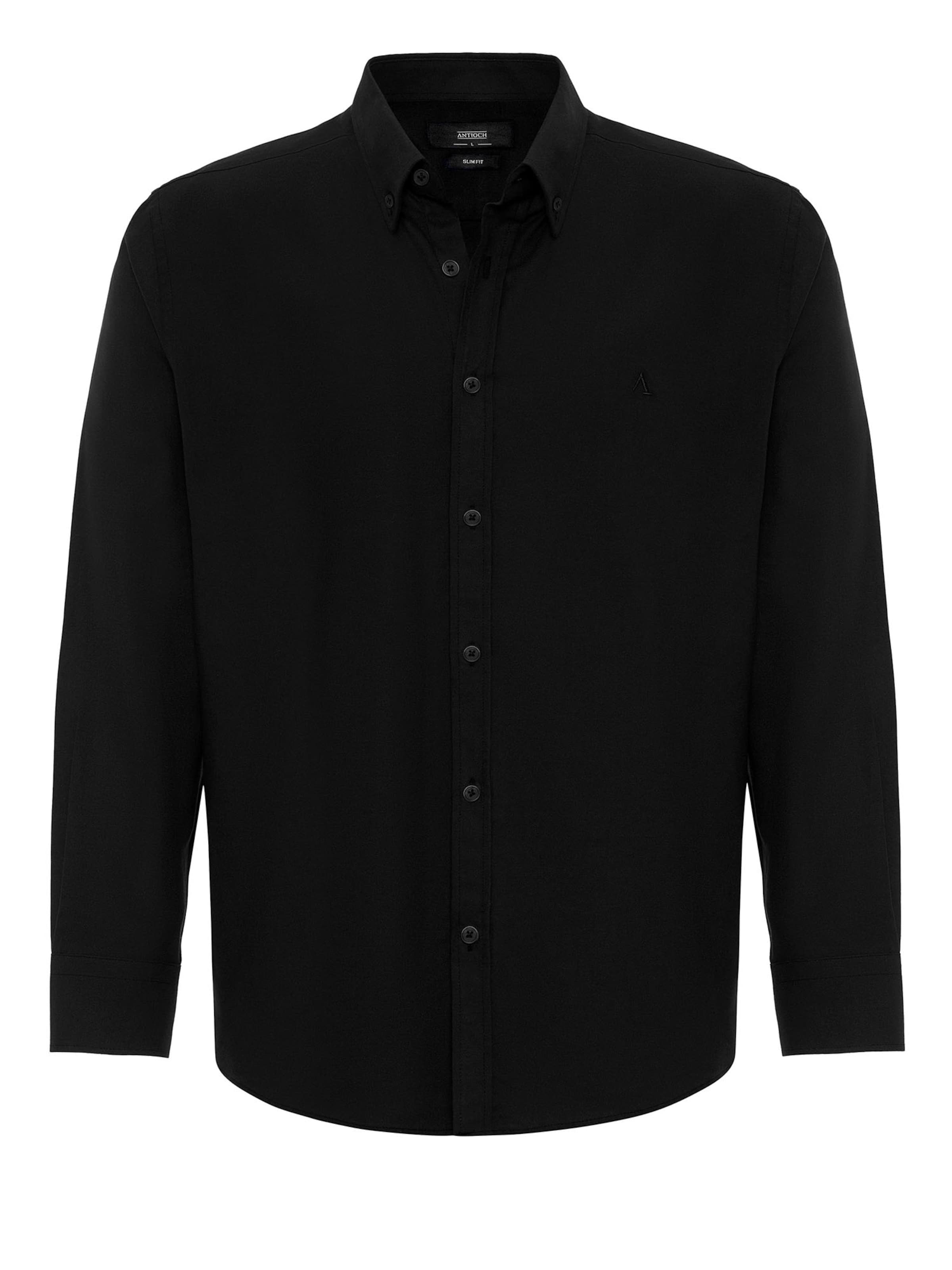 Antioch Средняя посадка Деловая рубашка в Черный: спереди