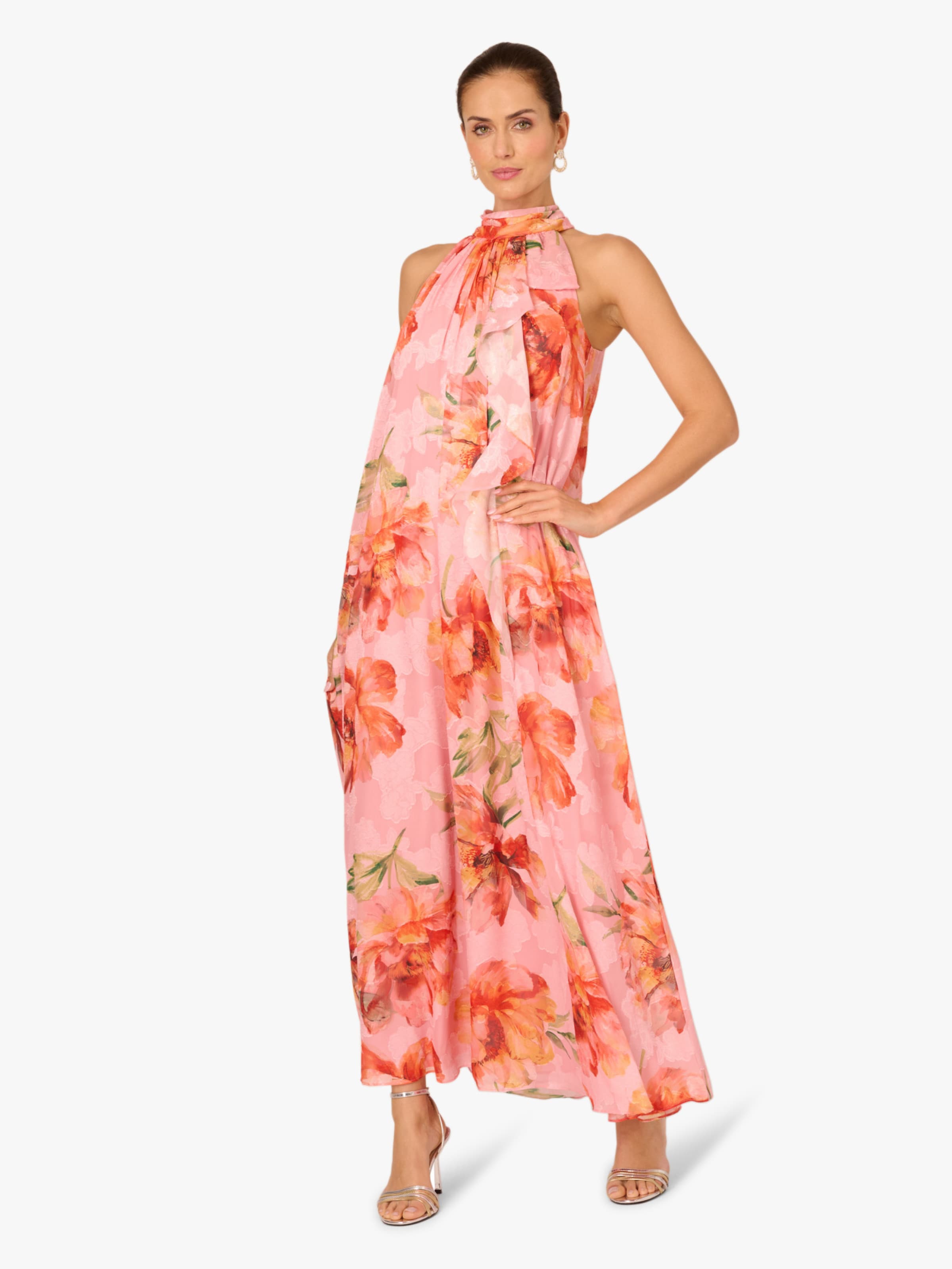 Adrianna Papell Zomerjurk 'Halter Trapeze Gown' in Roze: voorkant