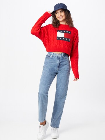 Tommy Jeans Pulover | rdeča barva