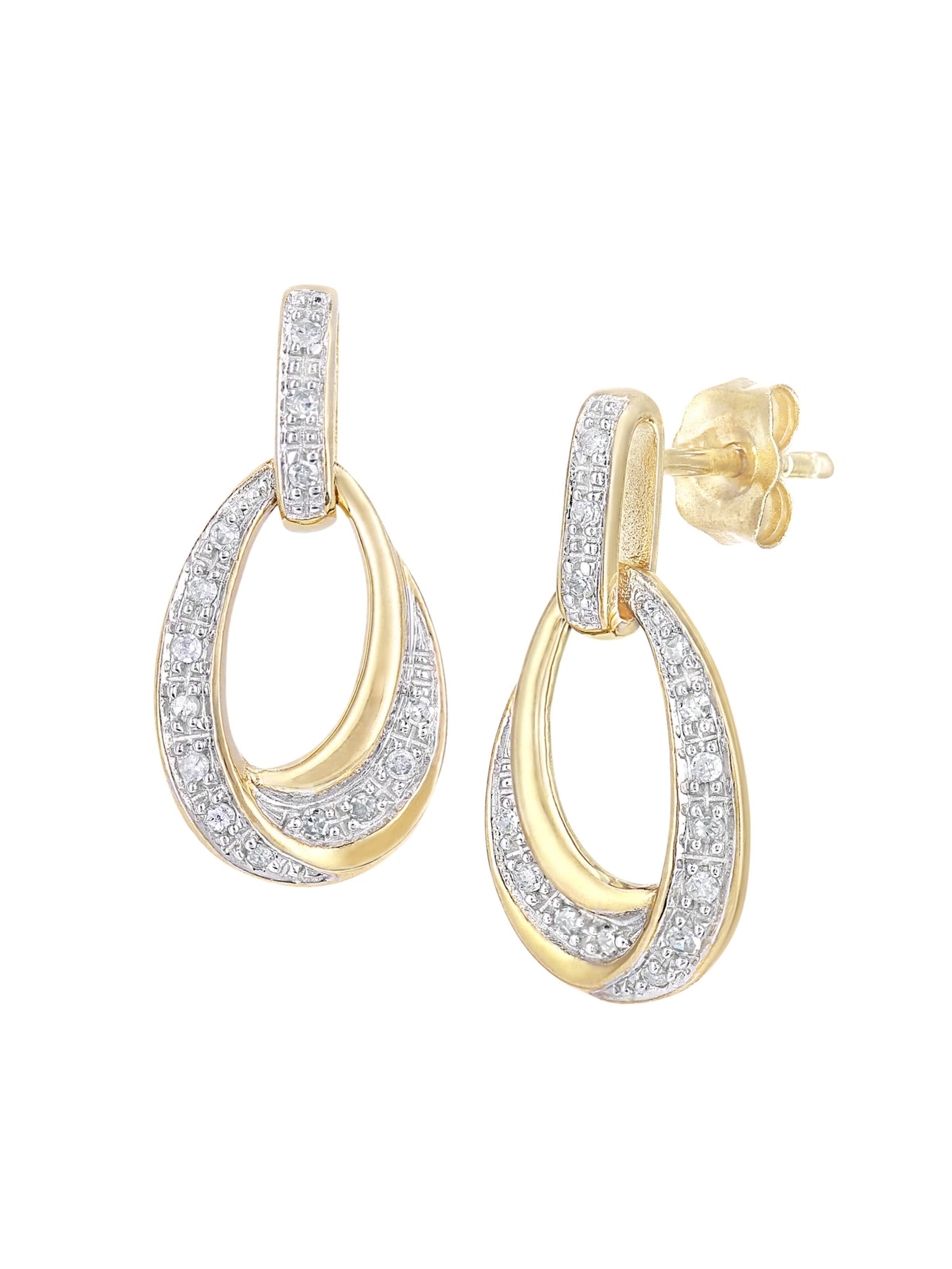 DIAMANT LETERNEL Náušnice 'Ohrhänger aus 375 Gelbgold mit Diamant' – zlatá: přední strana