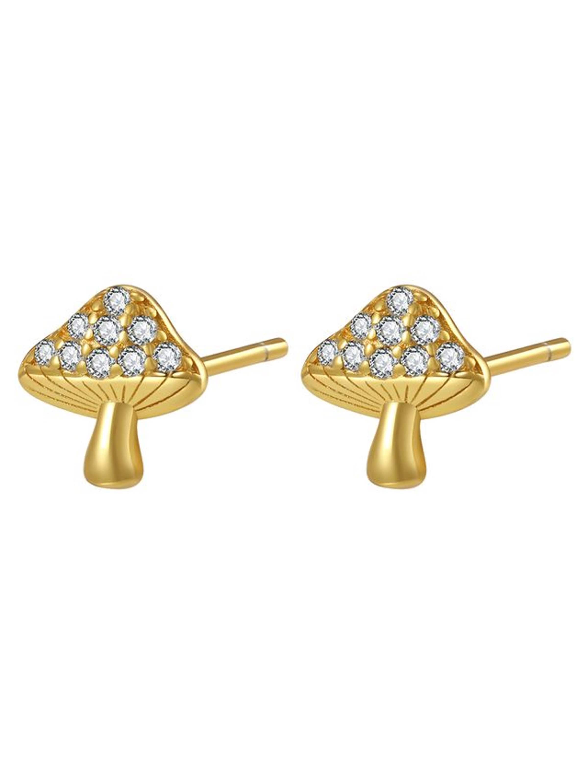 Hey Happiness - Pendientes 'Magic Toadstool' en oro: frente