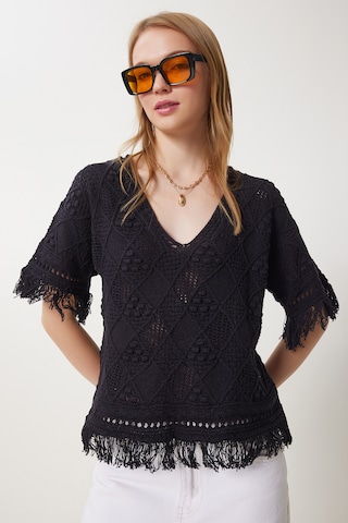 Happiness İstanbul Blouse in Zwart: voorkant