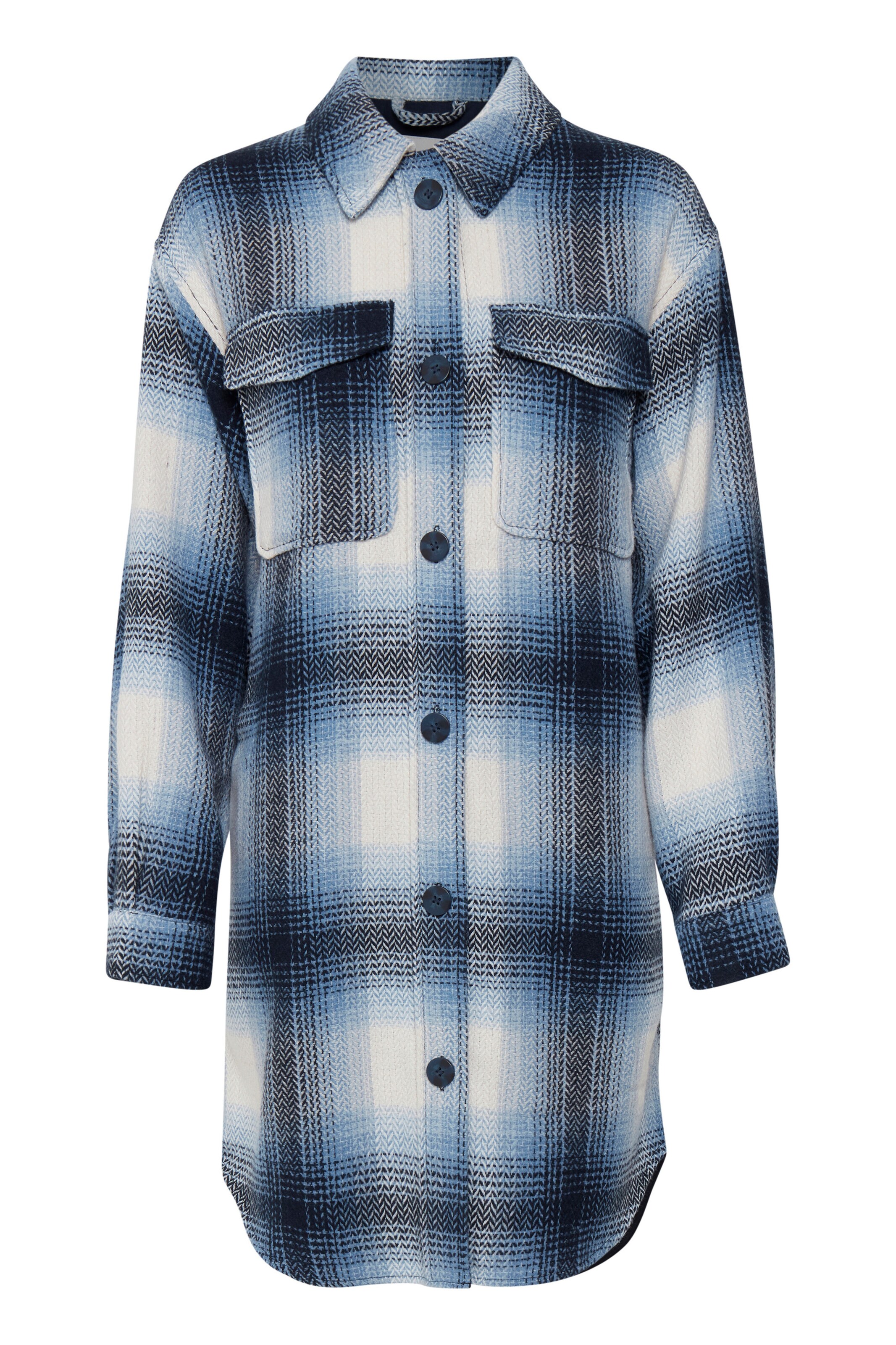 ICHI Übergangsjacke 'EVALI' in blau / hellblau / schwarz / weiß, Produktansicht