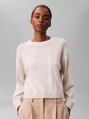 Calvin Klein Jeans Πουλόβερ σε λευκό: μπροστά