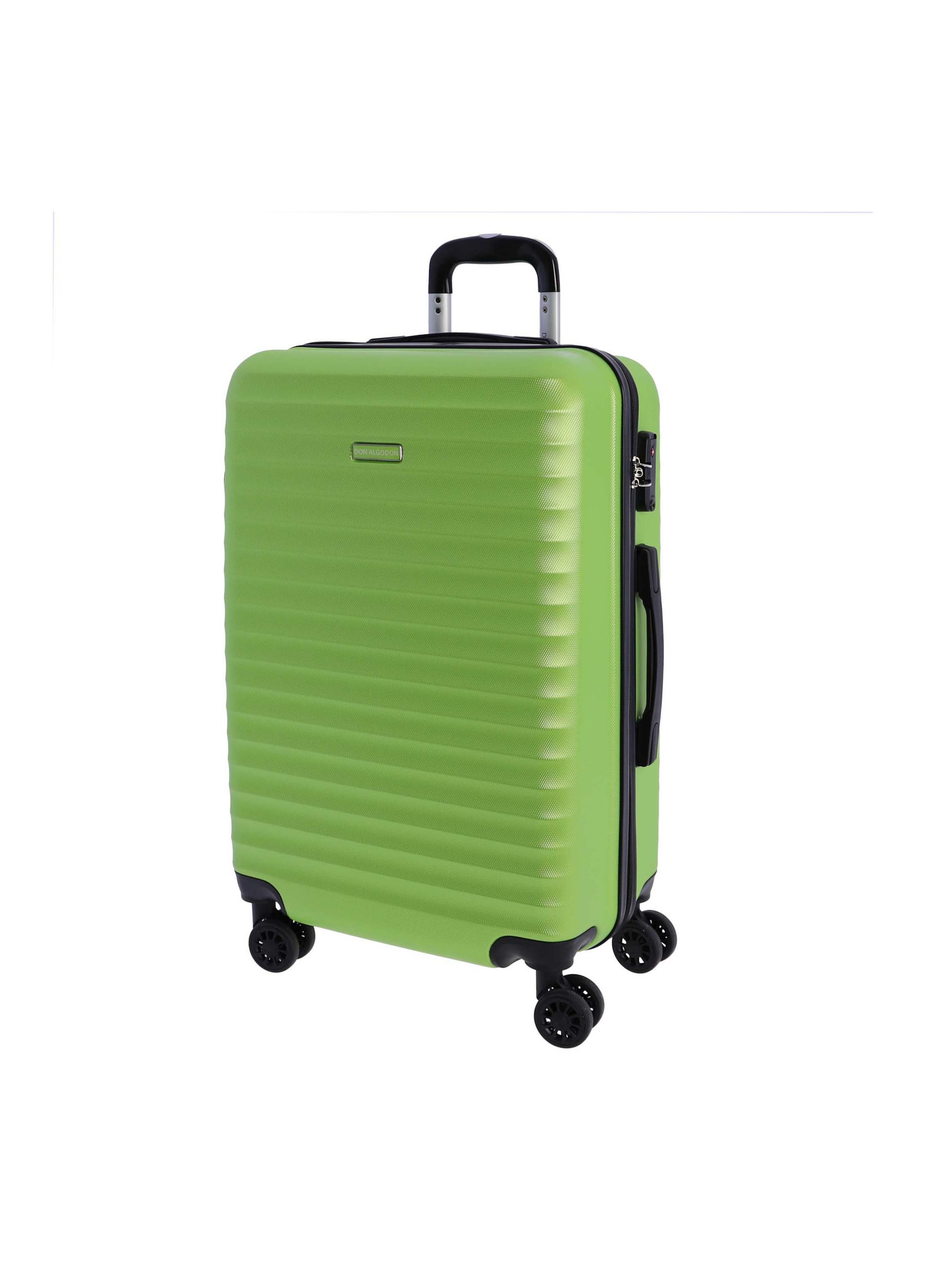 Don Algodon - Carrito 'DON ALGODON Maleta Mediana 23 kg | Maleta de Viaje Rígida con 4 Ruedas Dobles 360º, Candado TSA y Asa Telescópica | Equipaje Resistente al Agua para Viajes en Avión' en verde: frente