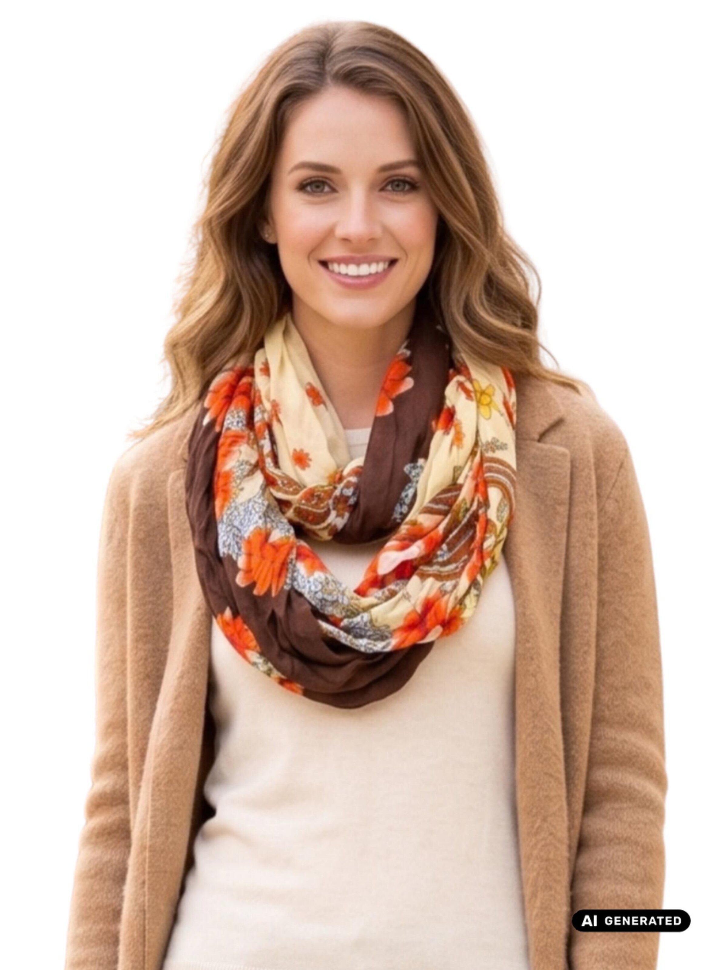AvaMia Tube Scarf 'Schlauschal Blume' in Brown: front