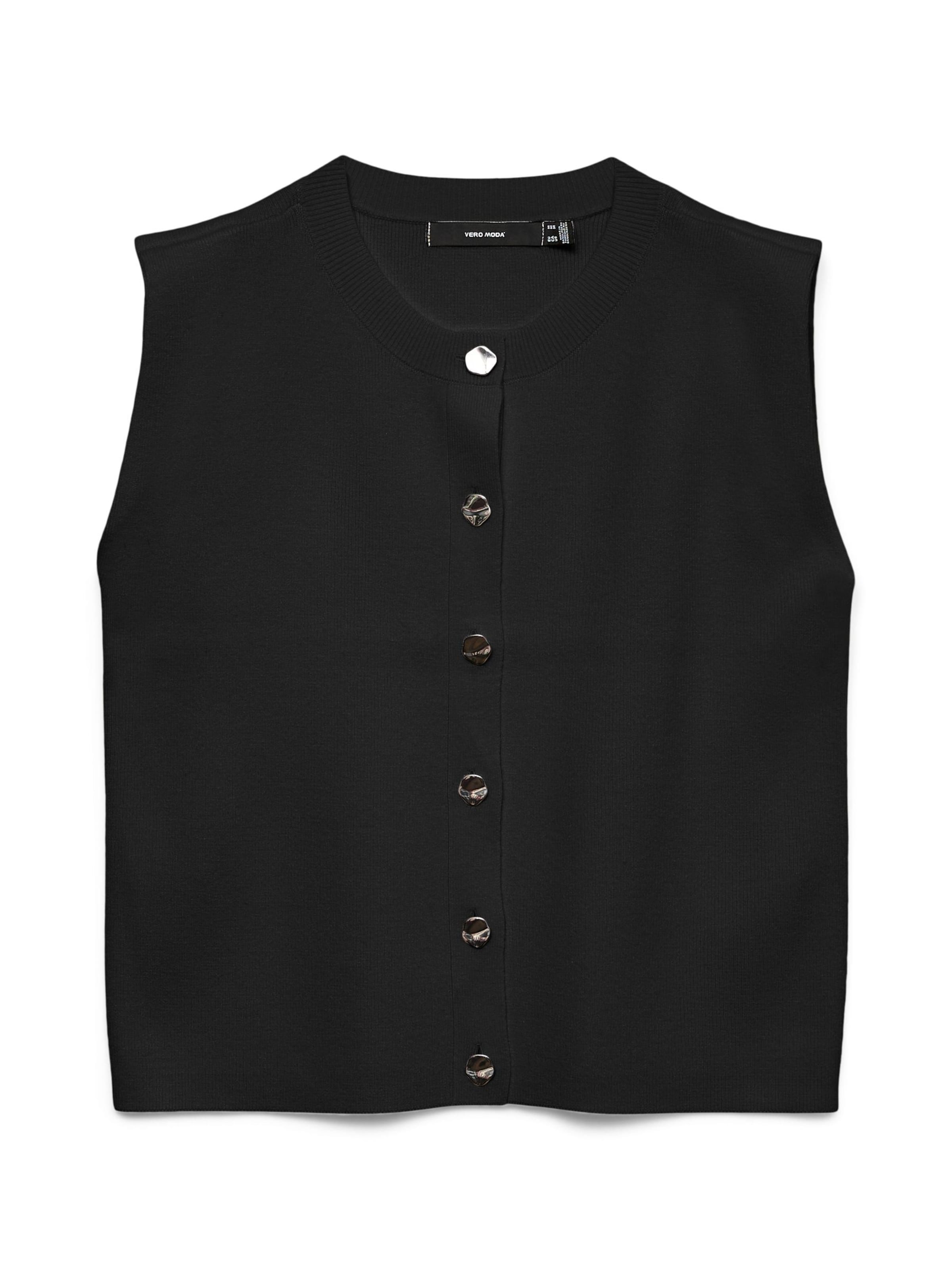 VERO MODA - Chaleco de punto 'VMGold' en negro: frente