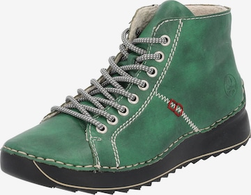 Rieker Lace-Up Ankle Boots in Green: front