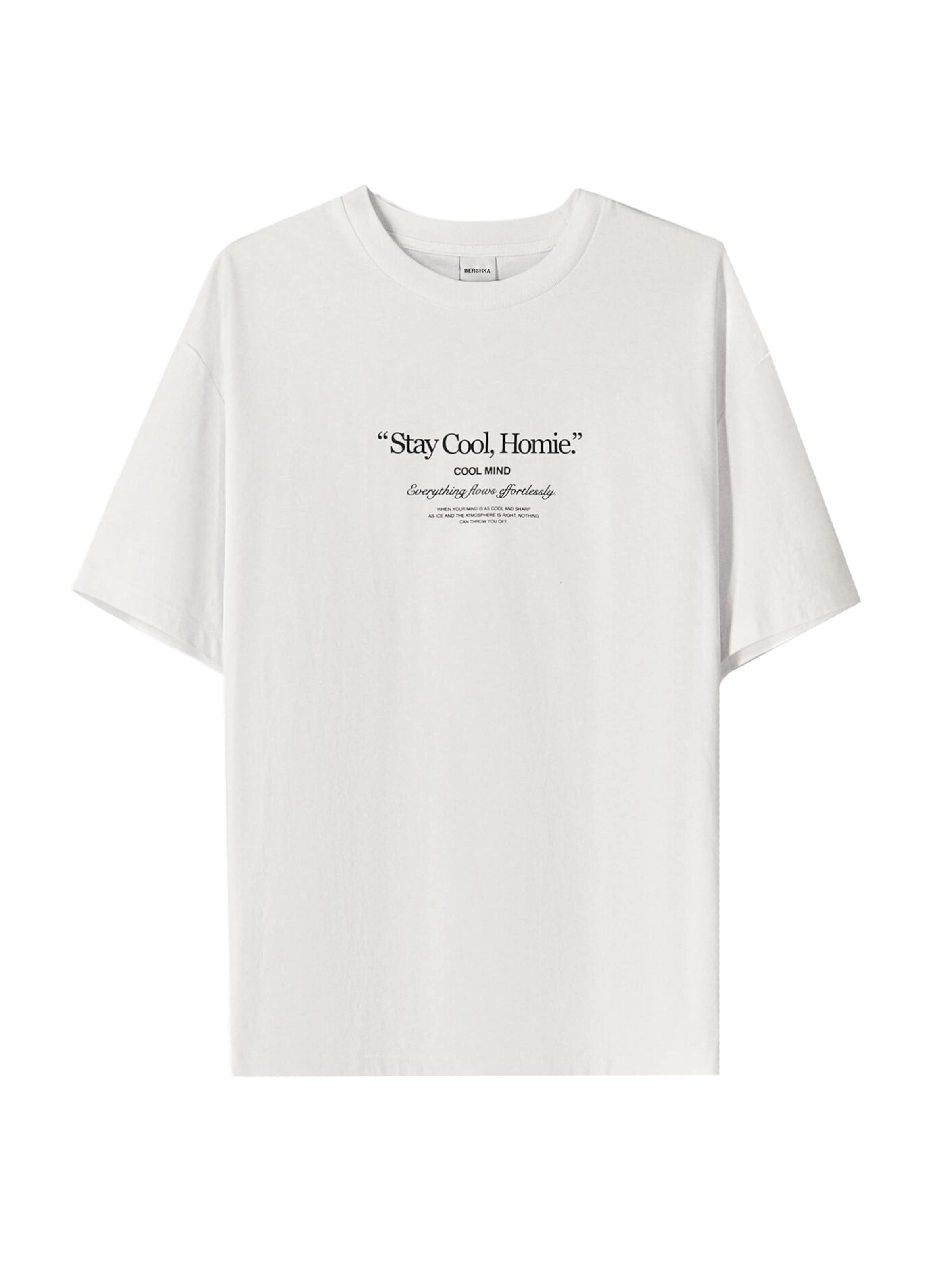 Bershka Тениска в бяло: отпред