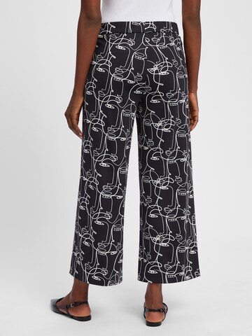 MAC Wide leg Broek 'Faye' in Zwart