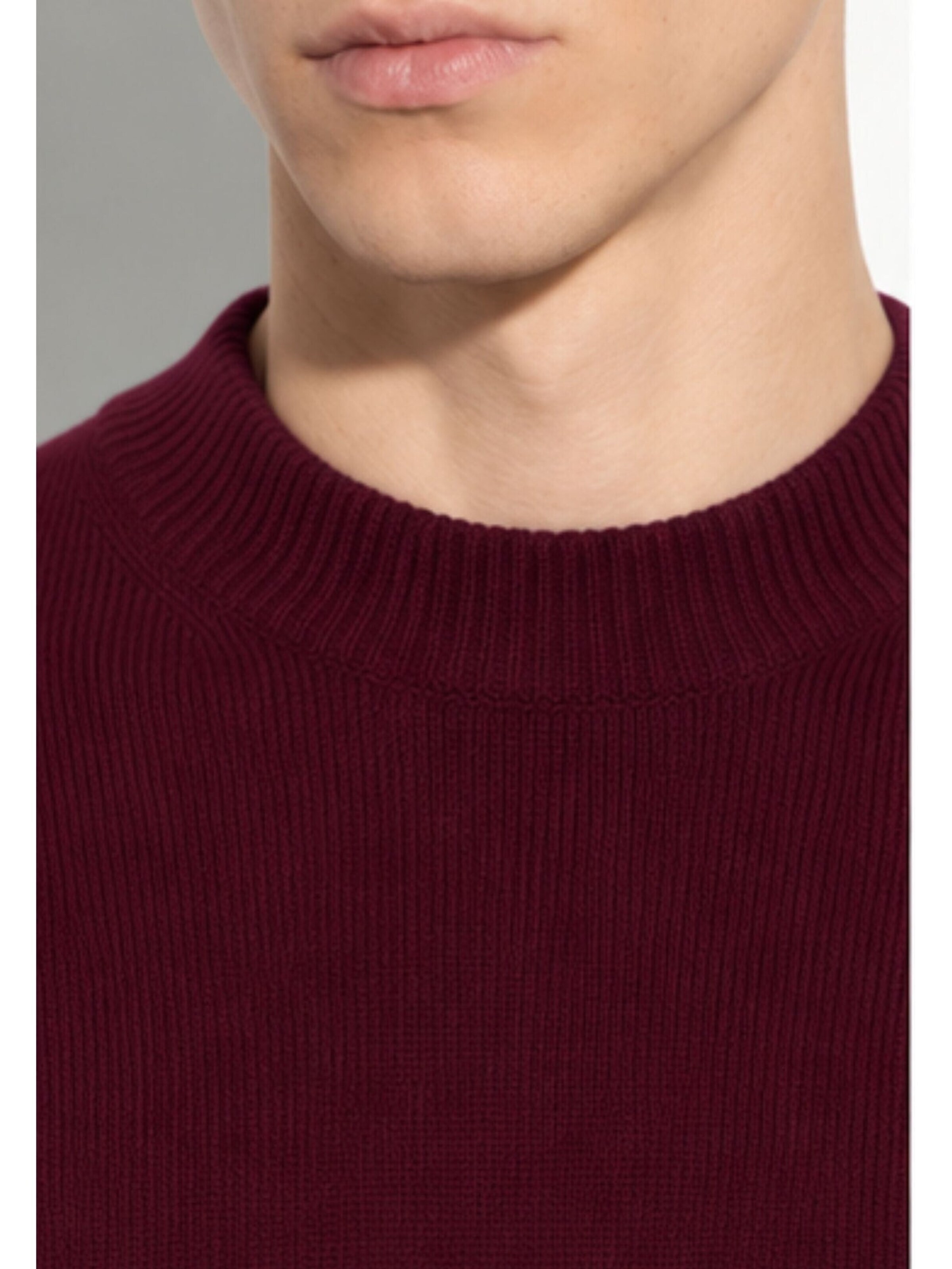 Paolo Pecora Milano Tröja 'Men's Crew Neck Sweater in 100% Virgin Merino Wool' i röd