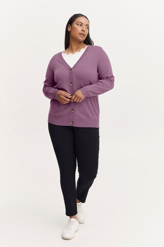 Fransa Curve Strickjacke 'BLUME' in Lila