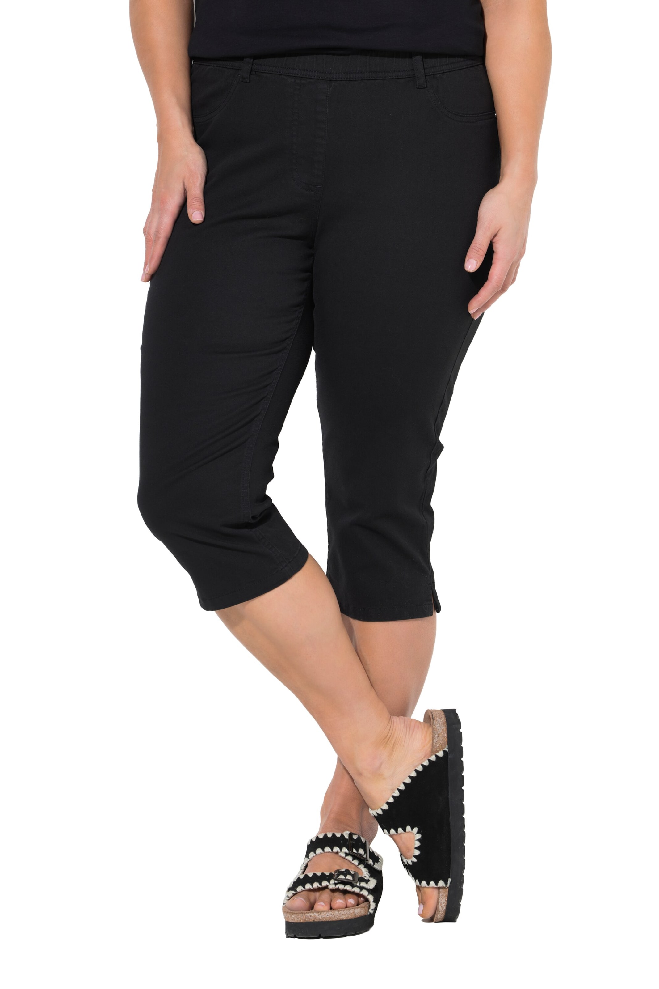 Ulla Popken Slimfit Hose in Schwarz: Vorderseite