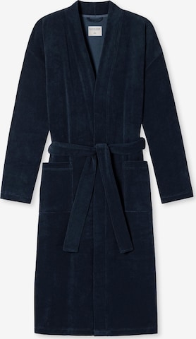 SCHIESSER Long Bathrobe 'Feather Terry' in Blue: front