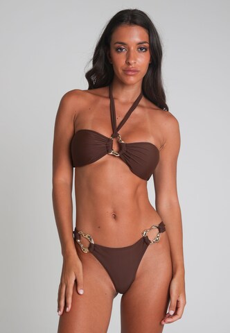 Moda Minx Triangle Bikini top 'Irregular Hoop' in Brown