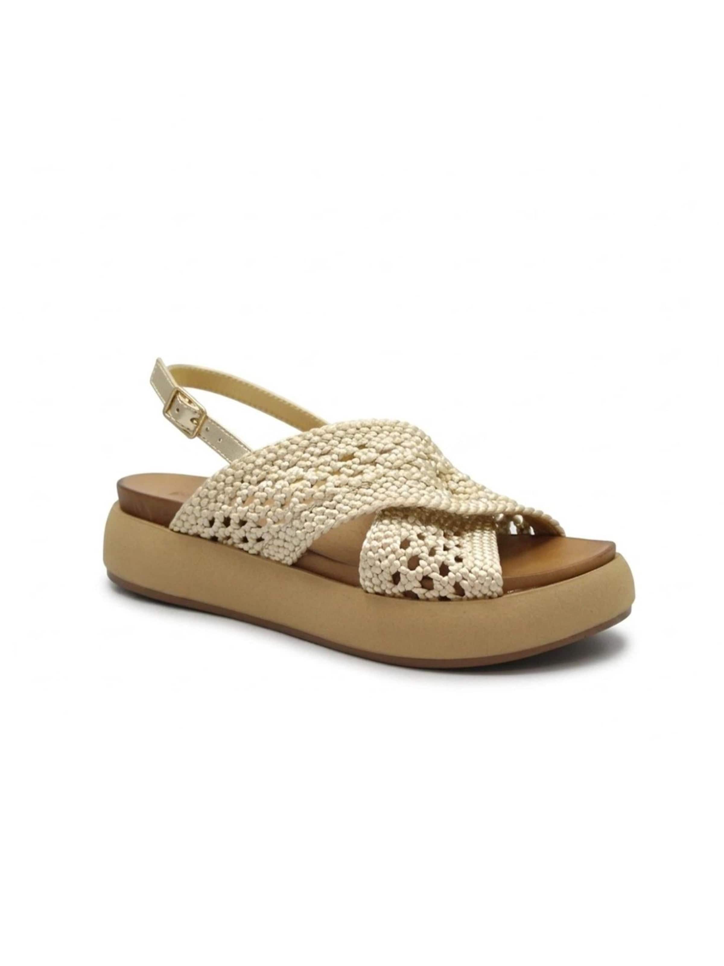 INUOVO Sandale 'INUOVO A96075 gold beige sandali donna platform incrocio cinturino intreccio'‌‌‌‌‌ in Beige: Vorderseite