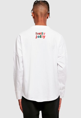 Merchcode Shirt 'Christmas Holly Jolly Mood' in Wit