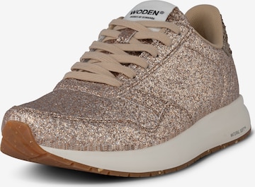 WODEN Sneakers laag 'Nicoline Glitter' in Brons: voorkant