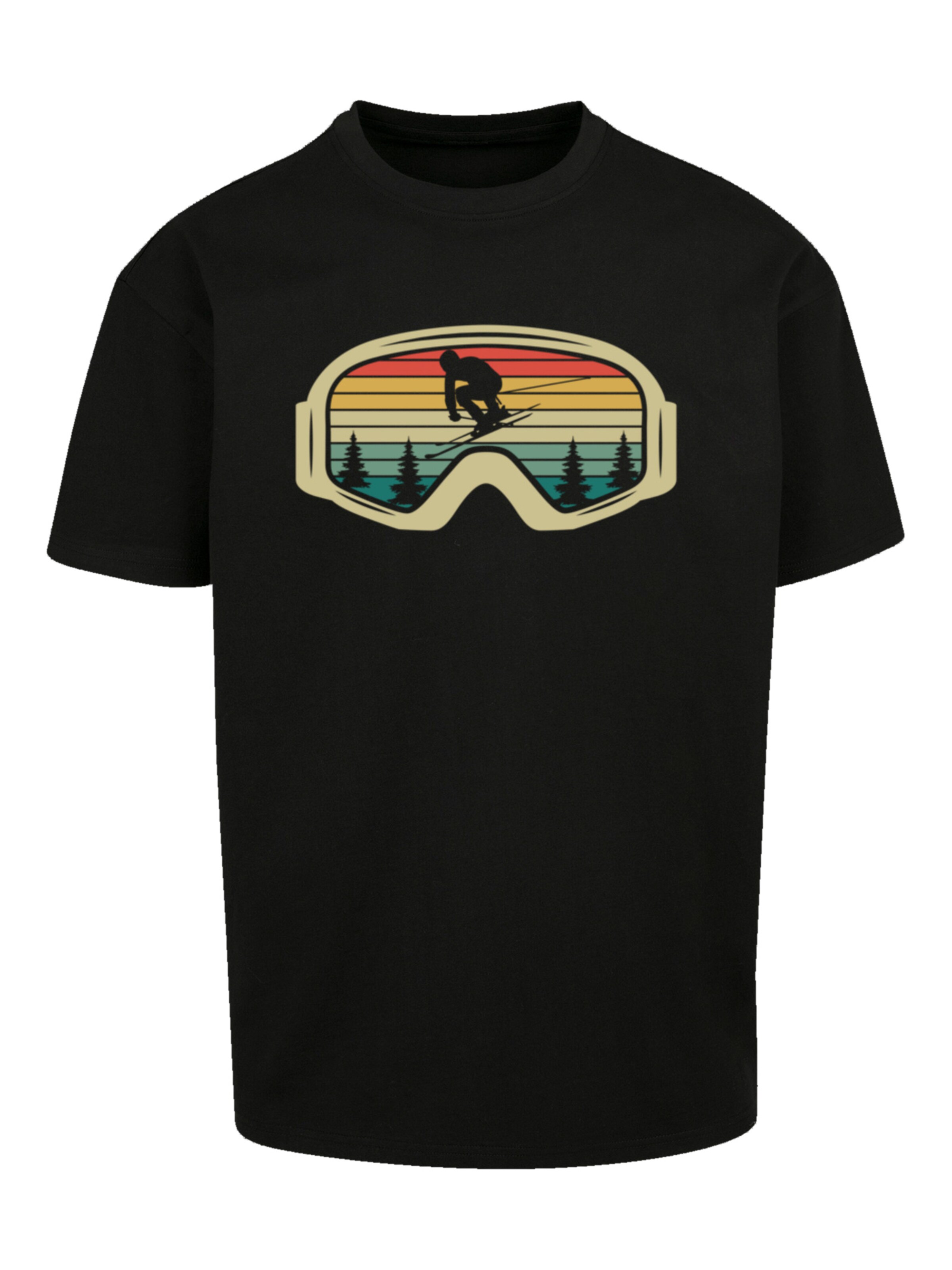 F4NT4STIC Shirt 'Retro Skibrille Wintersport' in Black: front