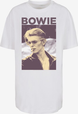 F4NT4STIC Oversizeshirt 'David Bowie Music Band Merchandise Smoking Photograph' in Weiß: predná strana