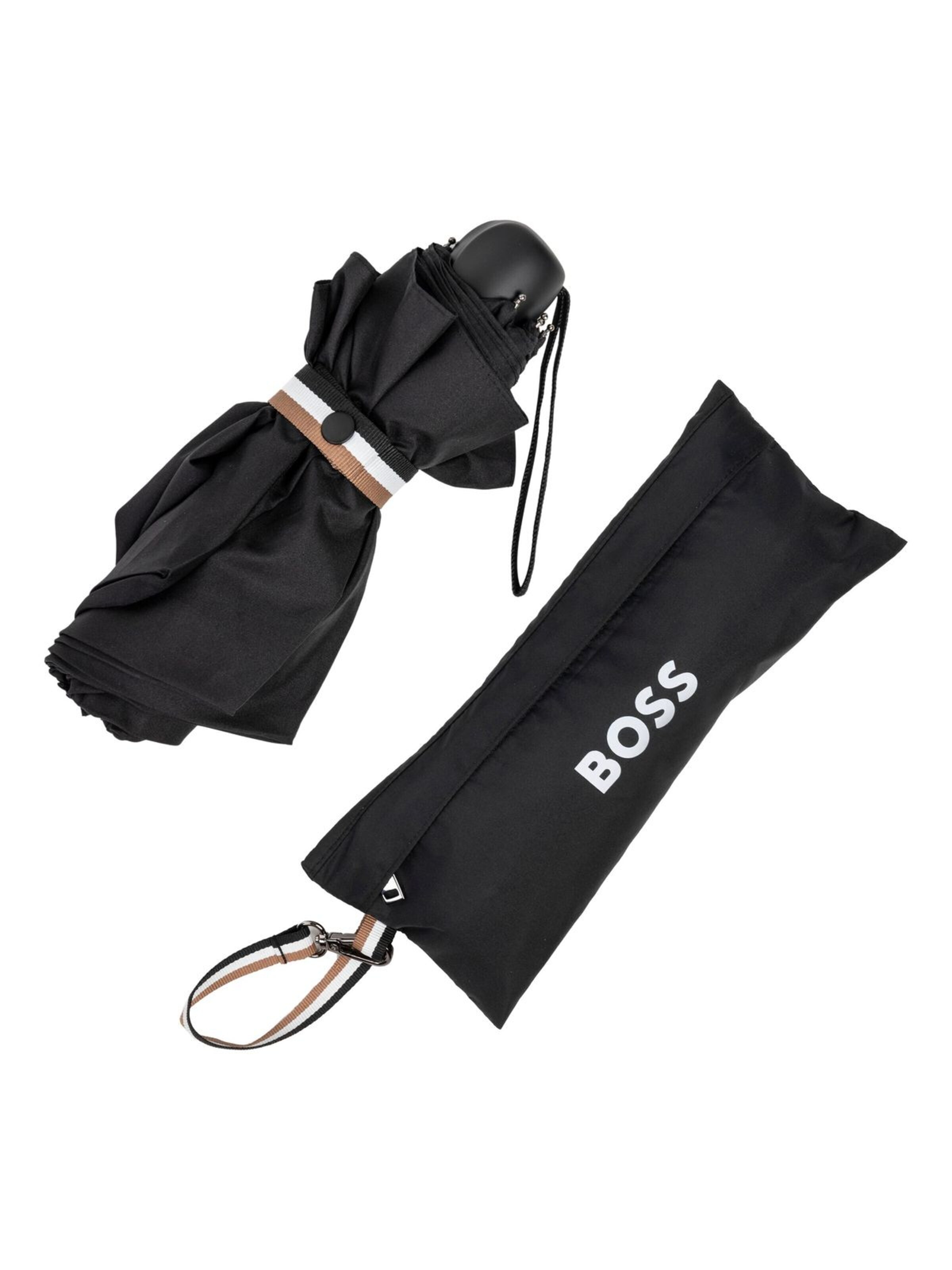 BOSS Regenschirm 'Umbrella Mini Iconic'‌‌‌‌‌‌‌‌ in Schwarz: Vorderseite