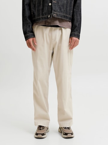 JACK & JONES Wide leg Trousers in Beige: front