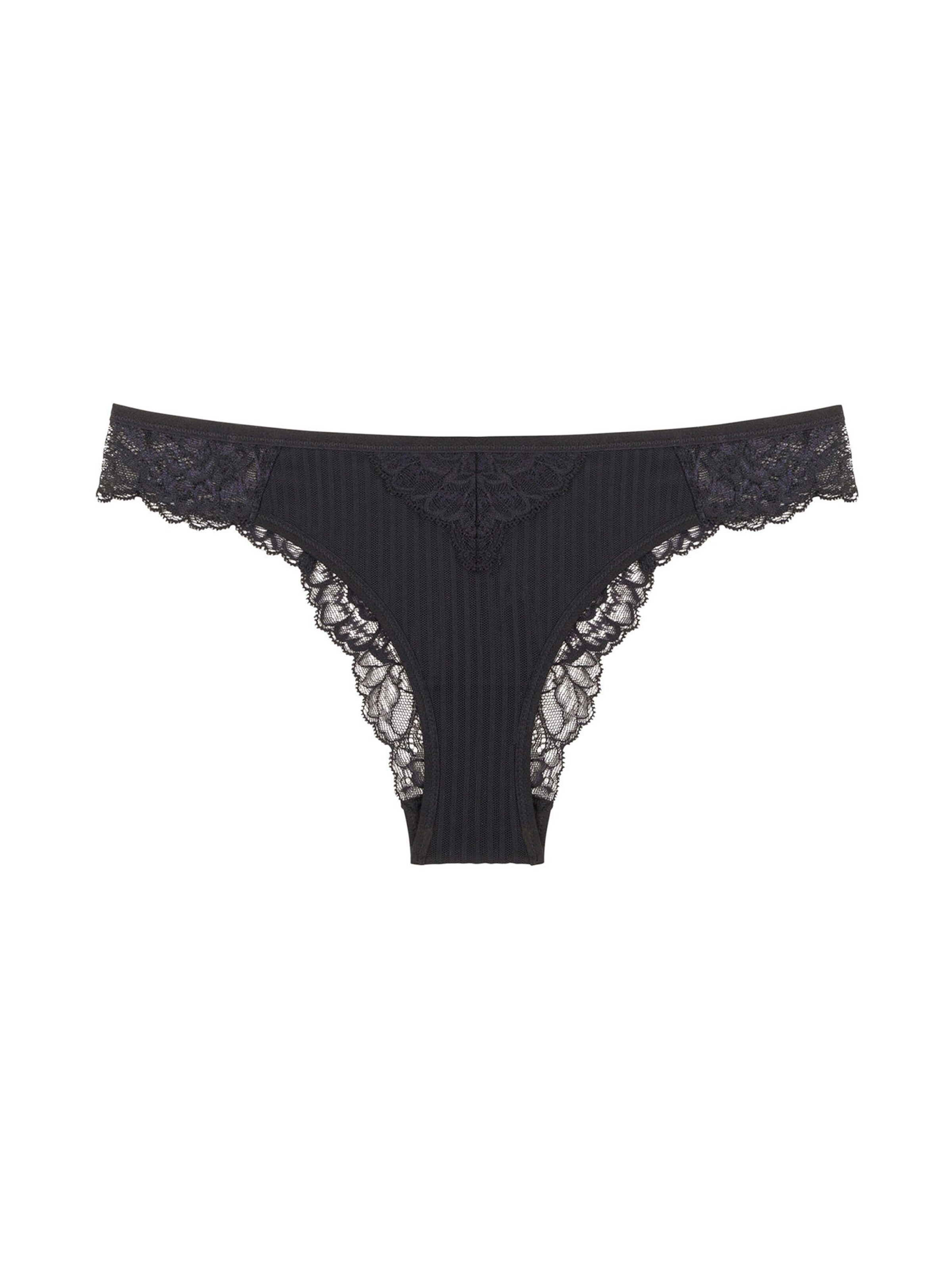 TRIUMPH Panty ' Peony Florale Brazilian ' in Black: front