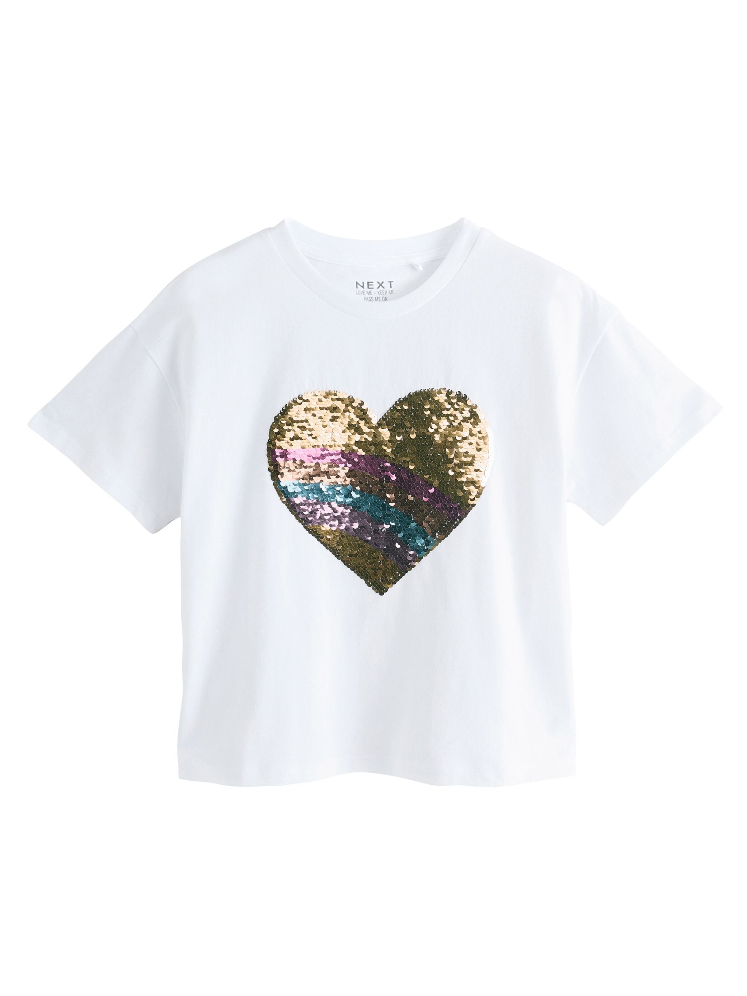 Next Tričko 'Animalprint-Paillettenherz' - Biela: predná strana