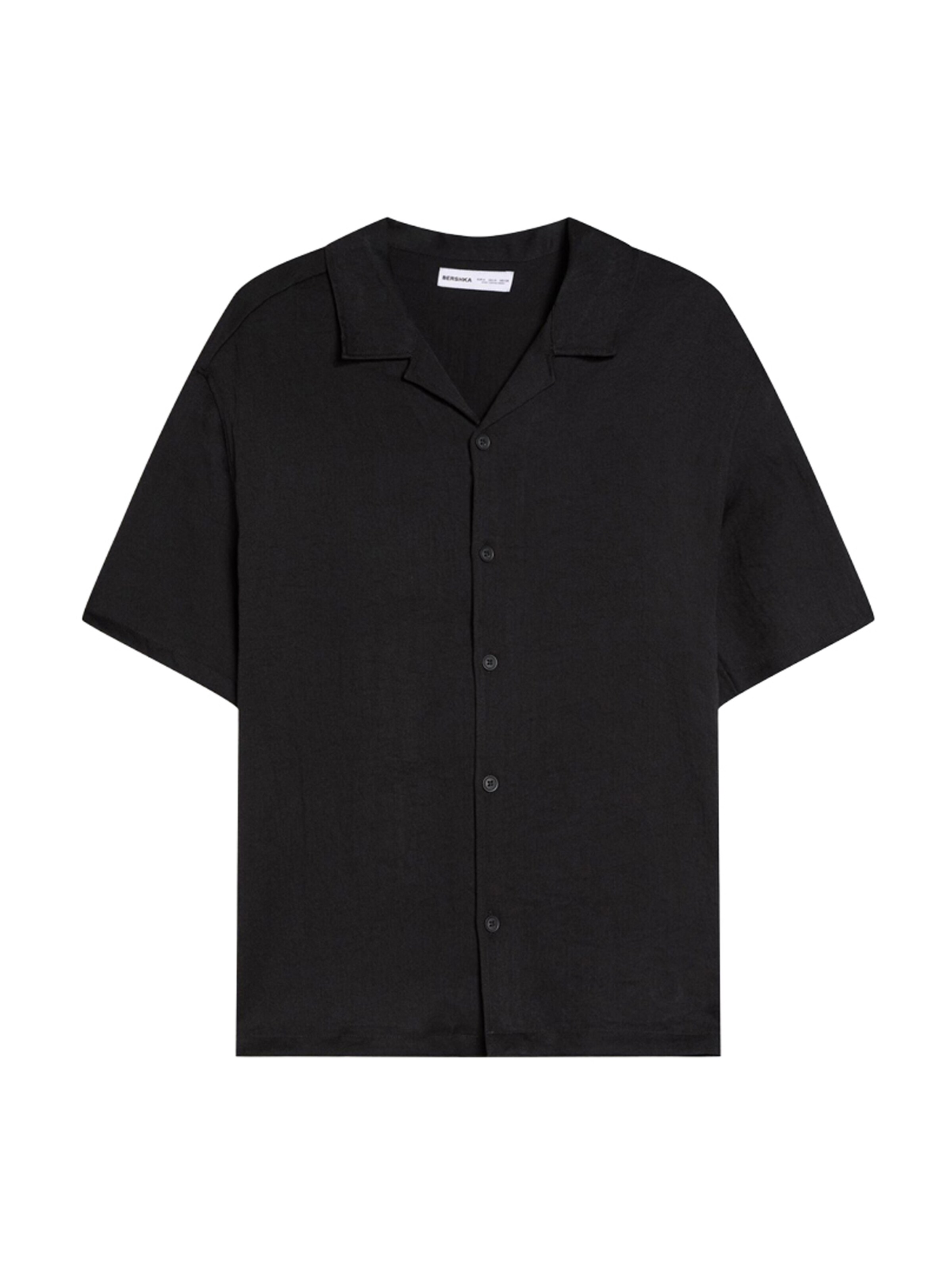 Bershka Comfort fit Button Up Shirt in Black: front