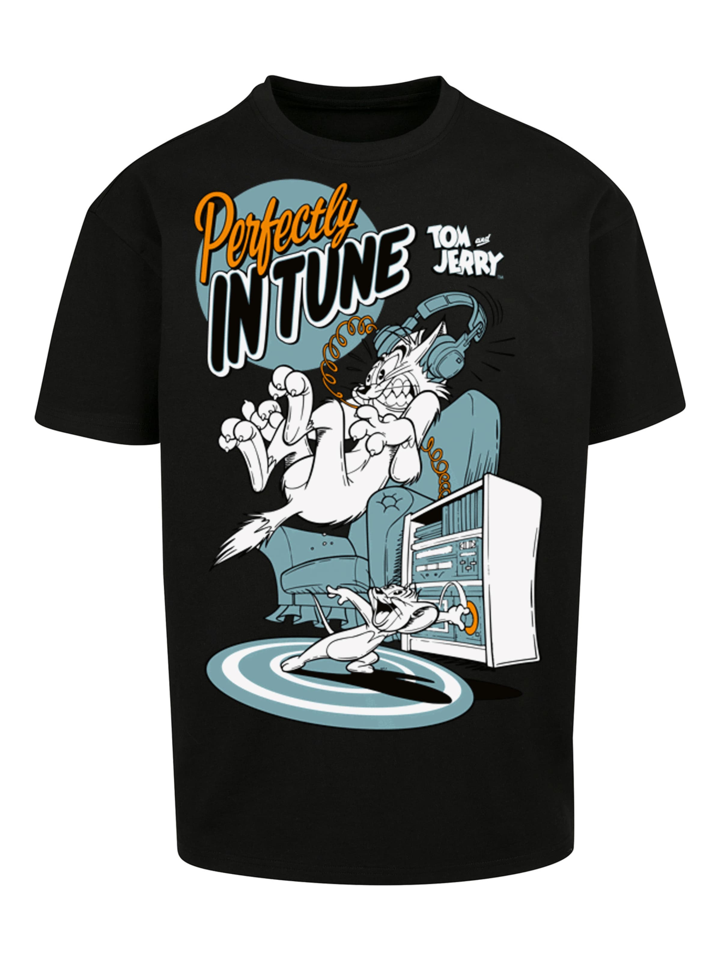 F4NT4STIC Shirt 'Tom und Jerry Perfectly In Tune' in Black: front