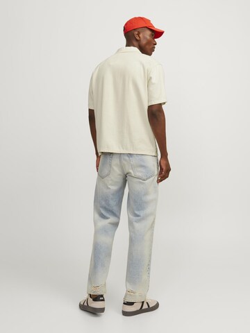 JACK & JONES Comfort fit Button Up Shirt 'JJIANTHONY' in Beige