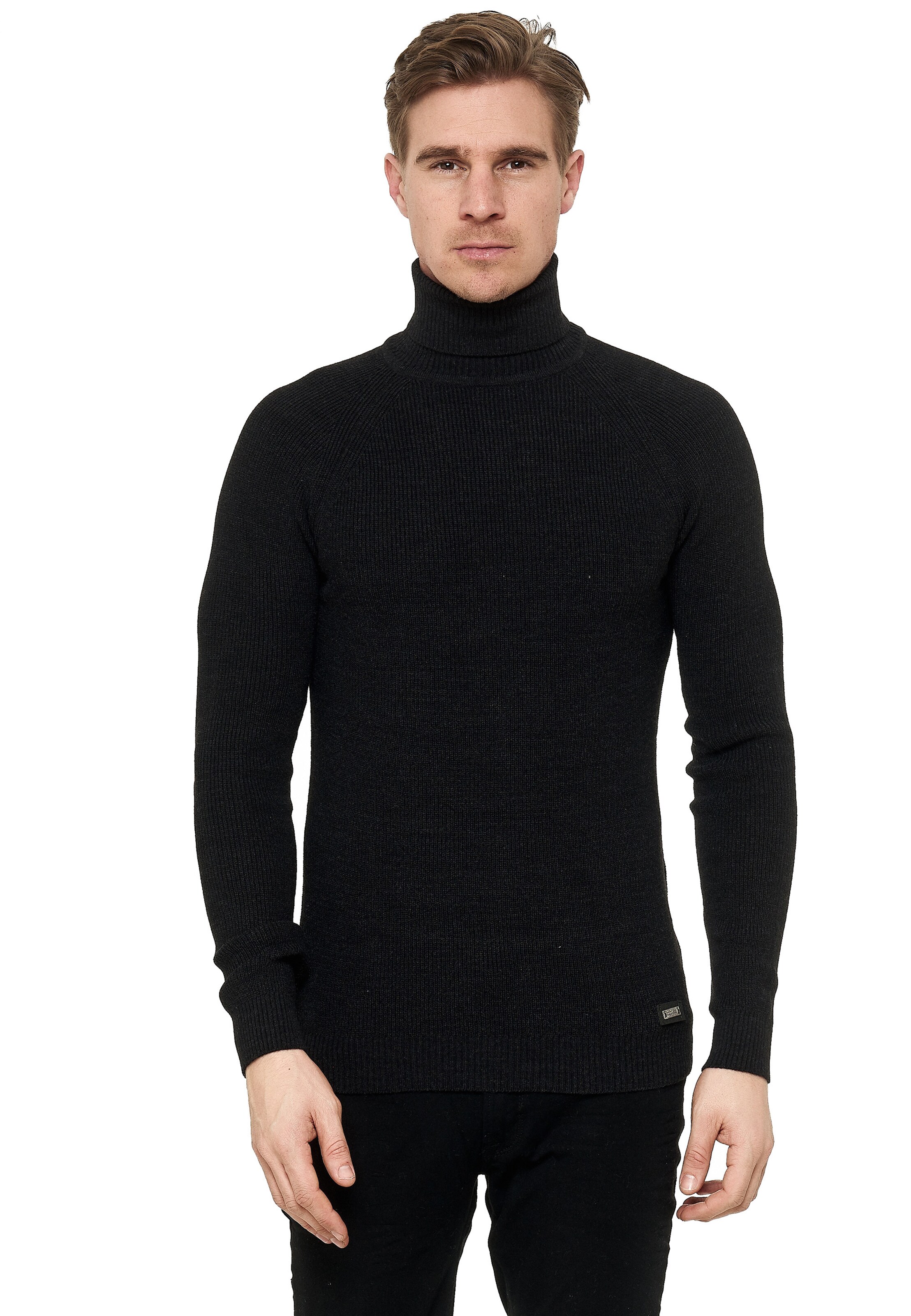 Rusty Neal Pullover mit stilvollem Rollkragen in Grau: Vorderseite