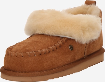 Papuci de casă de la Warmbat pe maro: față