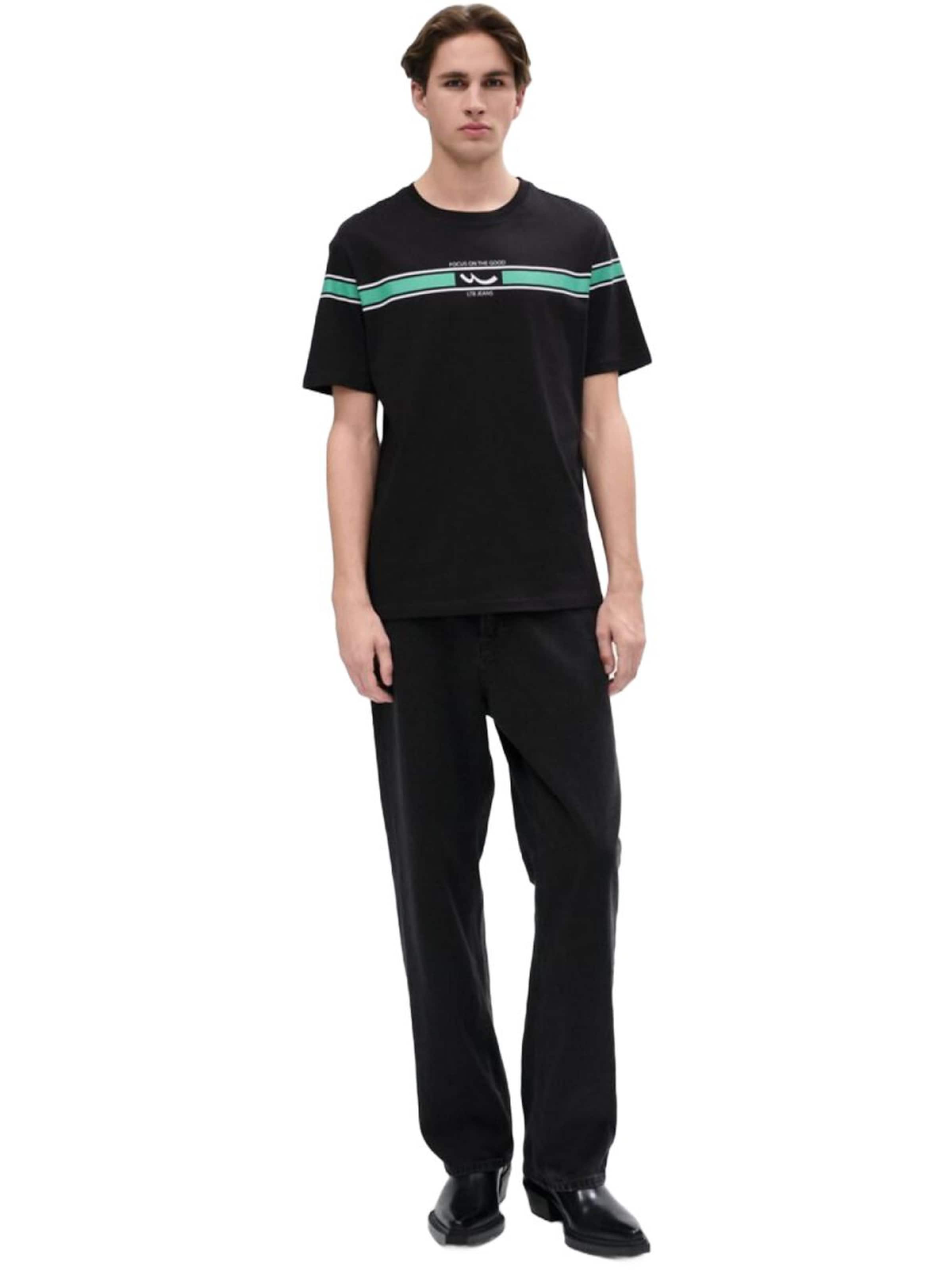 Maglietta 'LTB Jeans Herren-T-Shirt mit Streifen und Logo' di LTB Jeans in nero